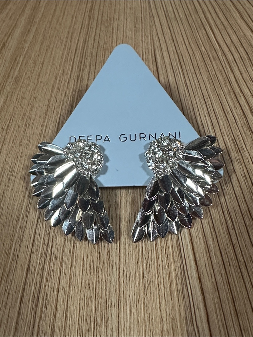 Deepa Gurnani Silver Wing Earrings